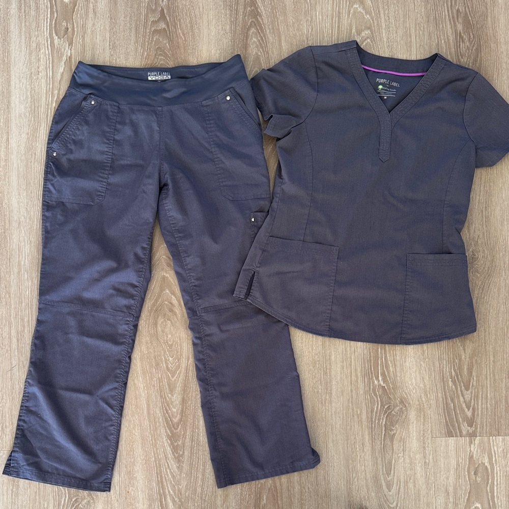 Healing Hands Women's Tori Yoga Pants, Jane Y Neck Shirt Set Charcoal Gray Med P - Picture 4 of 9